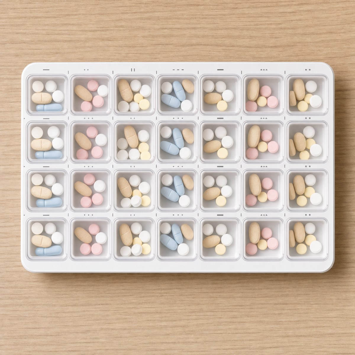 A sealed compliance pack with medications organised by date and time of day