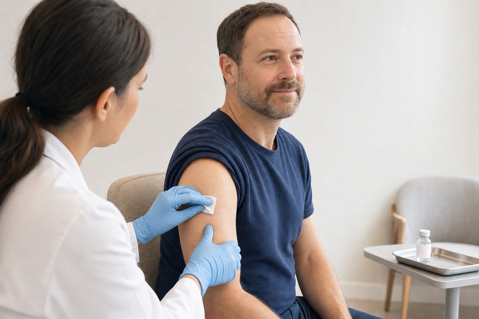 A pharmacist preparing to administer a vaccination